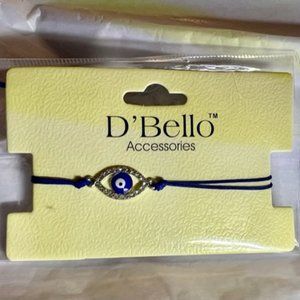 🌷 3 / $9-New in Package D'Bello blue evil eye adjustable bracelet🌷